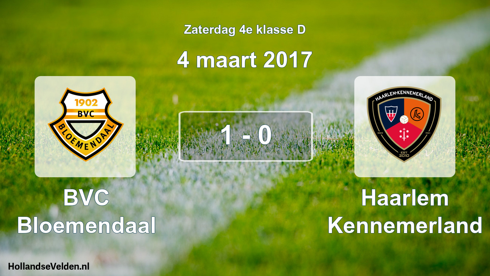 Total number of matches played: BVC Bloemendaal - Haarlem Kennemerland 1 - 0 (4 March 2017)