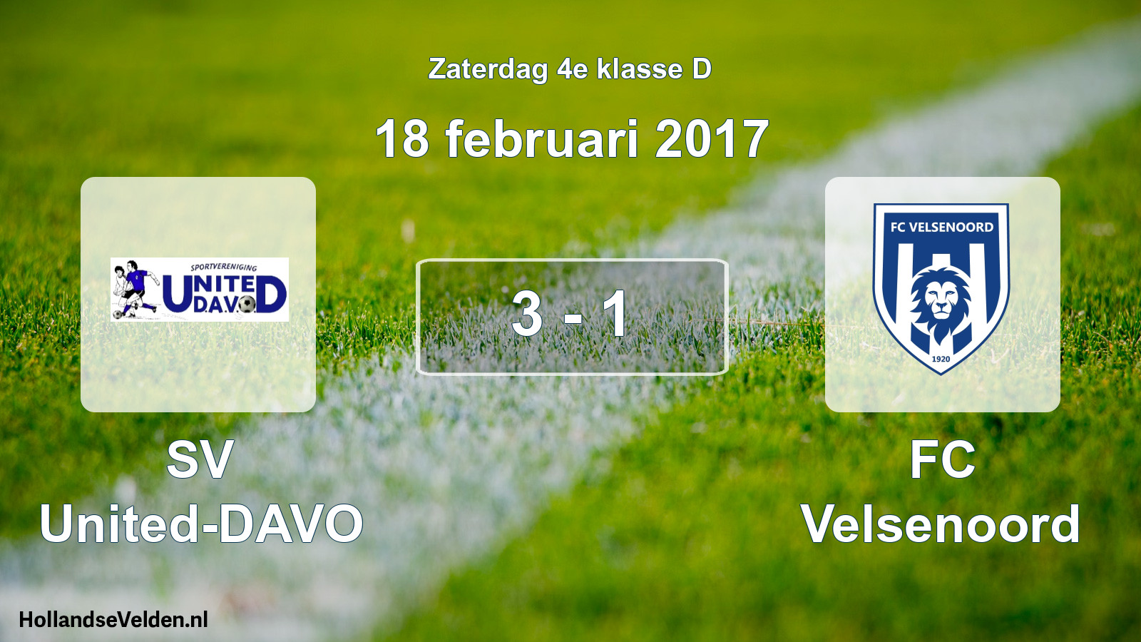 Total number of matches played: SV United-DAVO - FC Velsenoord 3 - 1 (18 February 2017)