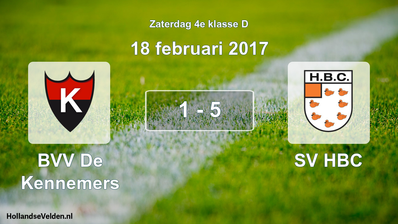 Total number of matches played: BVV De Kennemers - SV HBC 1 - 5 (18 February 2017)