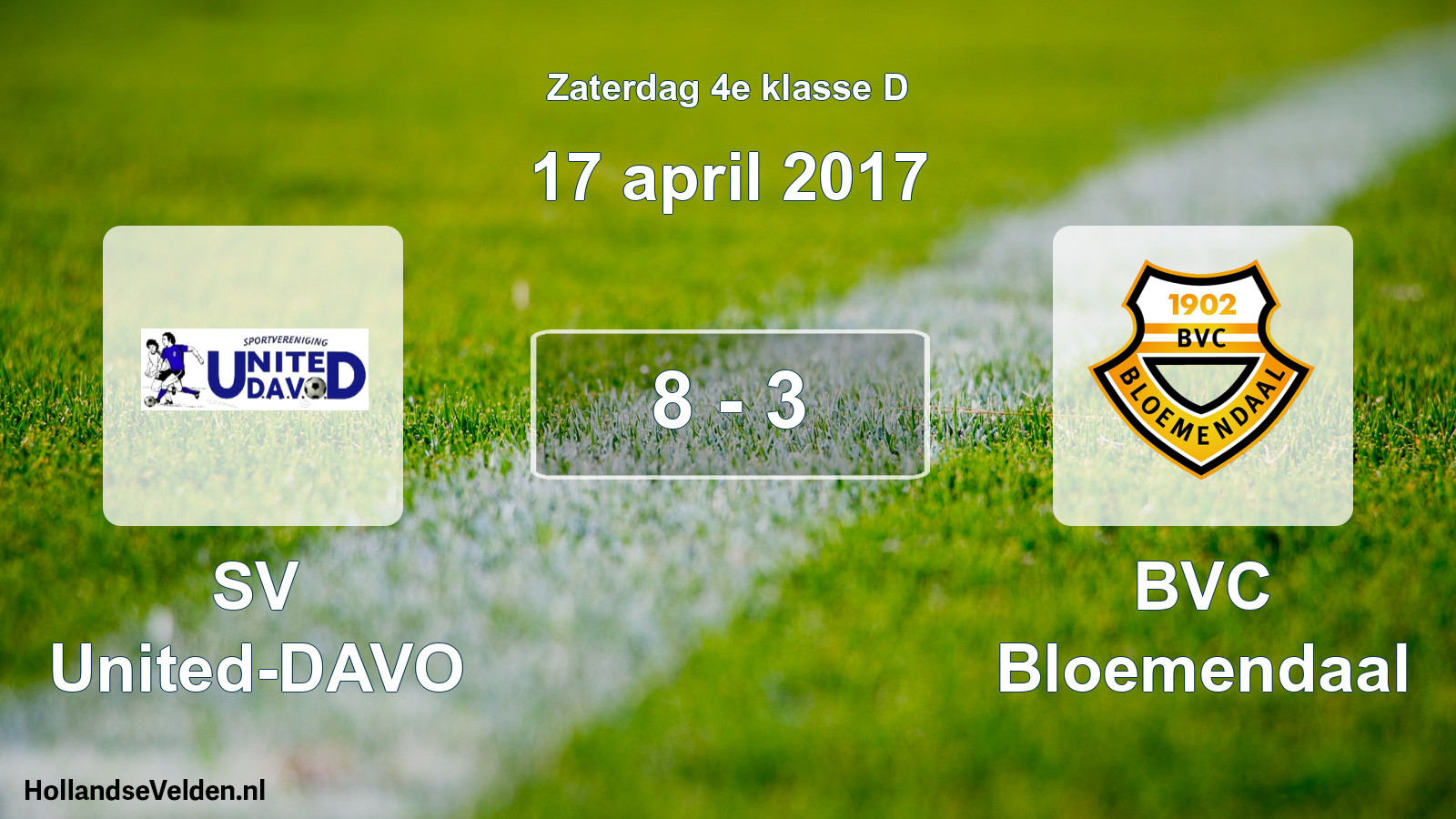 Total number of matches played: SV United-DAVO - BVC Bloemendaal 8 - 3 (17 April 2017)