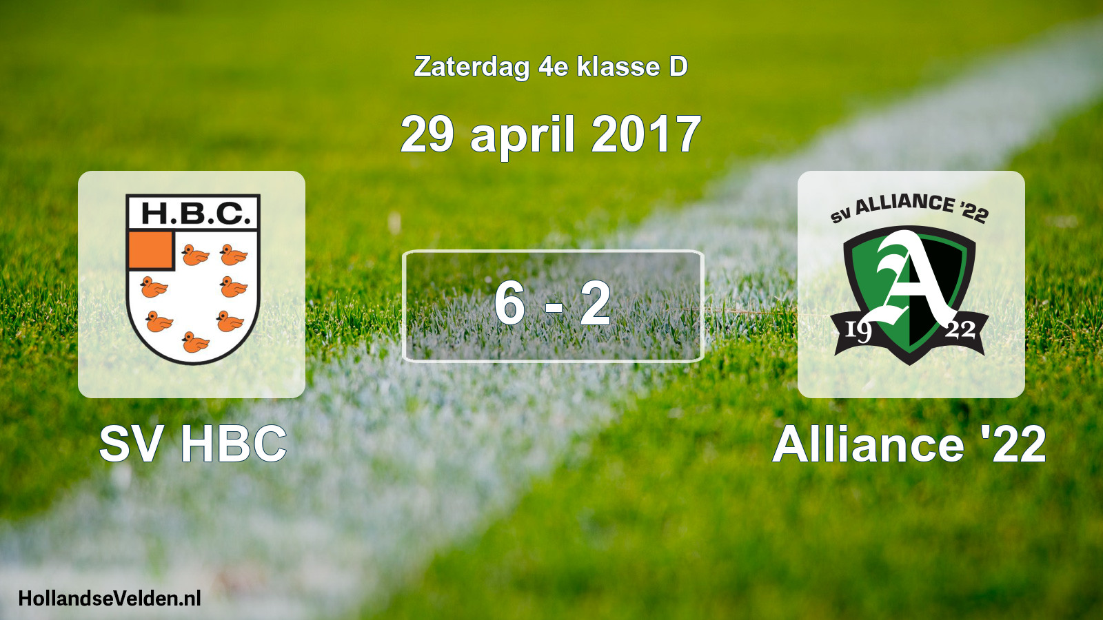 Total number of matches played: SV HBC - Alliance '22 6 - 2 (29 April 2017)