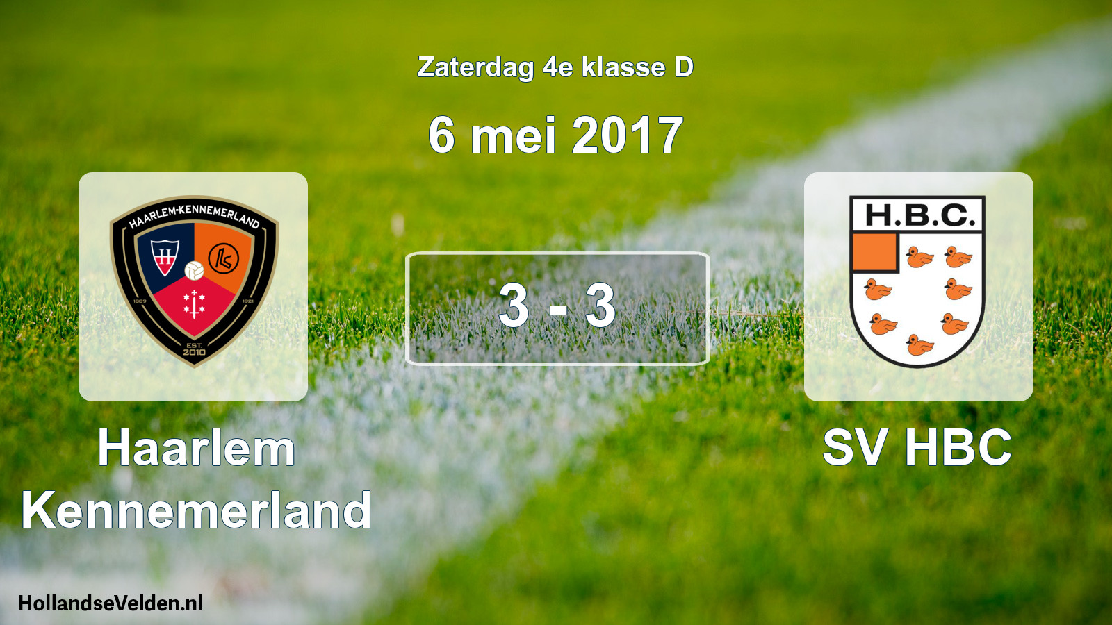 Total number of matches played: Haarlem Kennemerland - SV HBC 3 - 3 (6 May 2017)