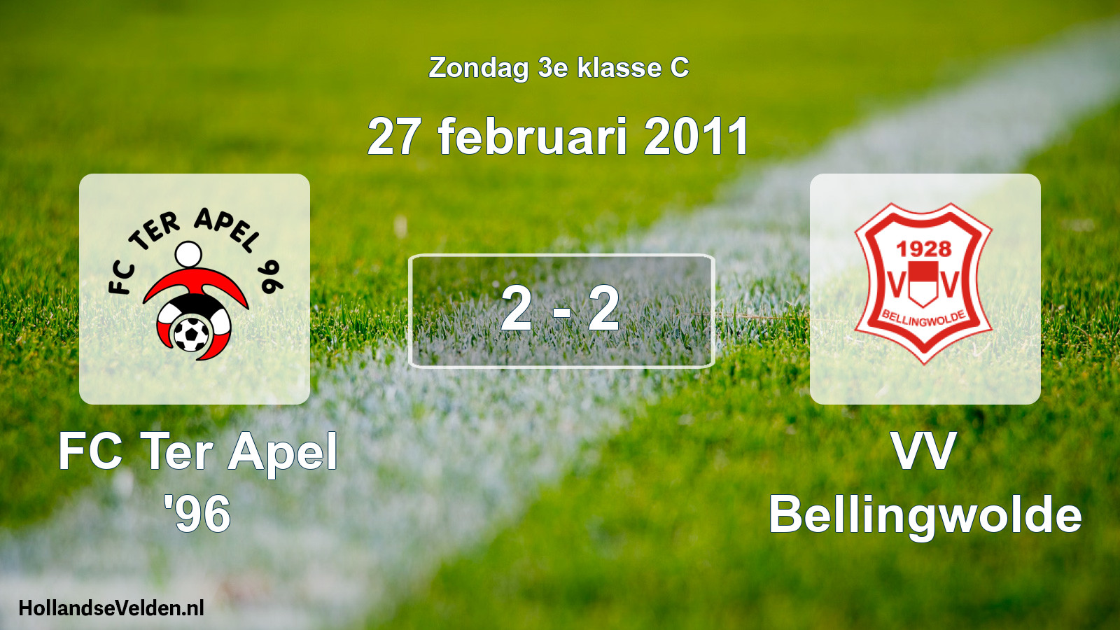 Total number of matches played: FC Ter Apel '96 - VV Bellingwolde 2 - 2 (27 February 2011)