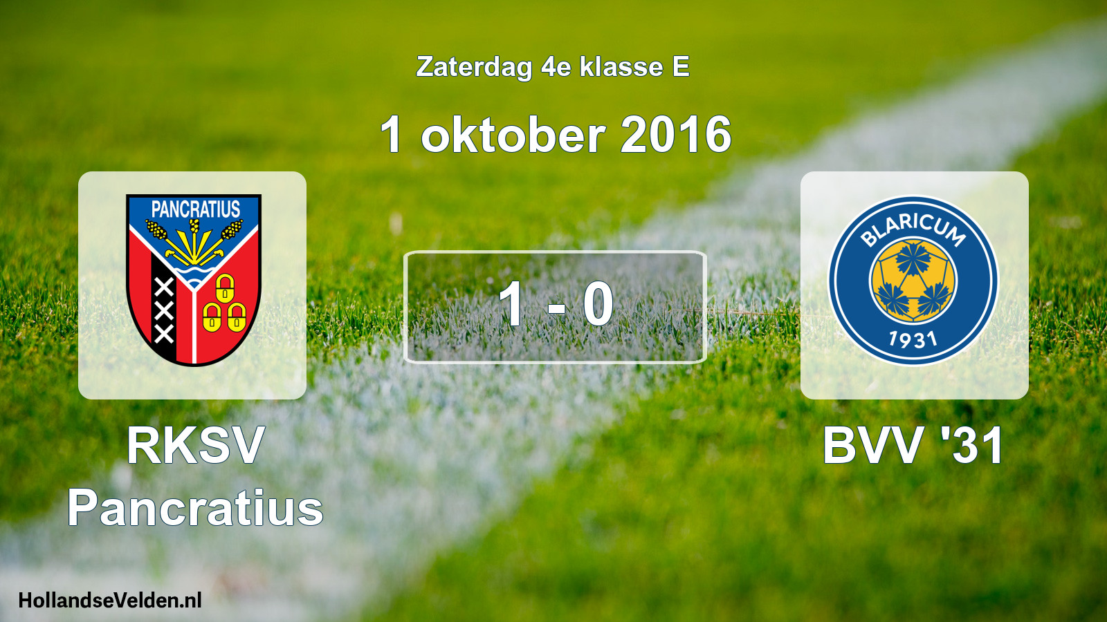 Total number of matches played: RKSV Pancratius - BVV '31 1 - 0 (1 October 2016)