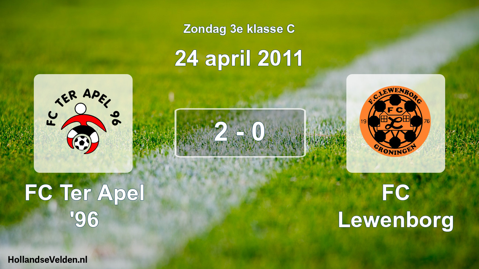 Total number of matches played: FC Ter Apel '96 - FC Lewenborg 2 - 0 (24 April 2011)