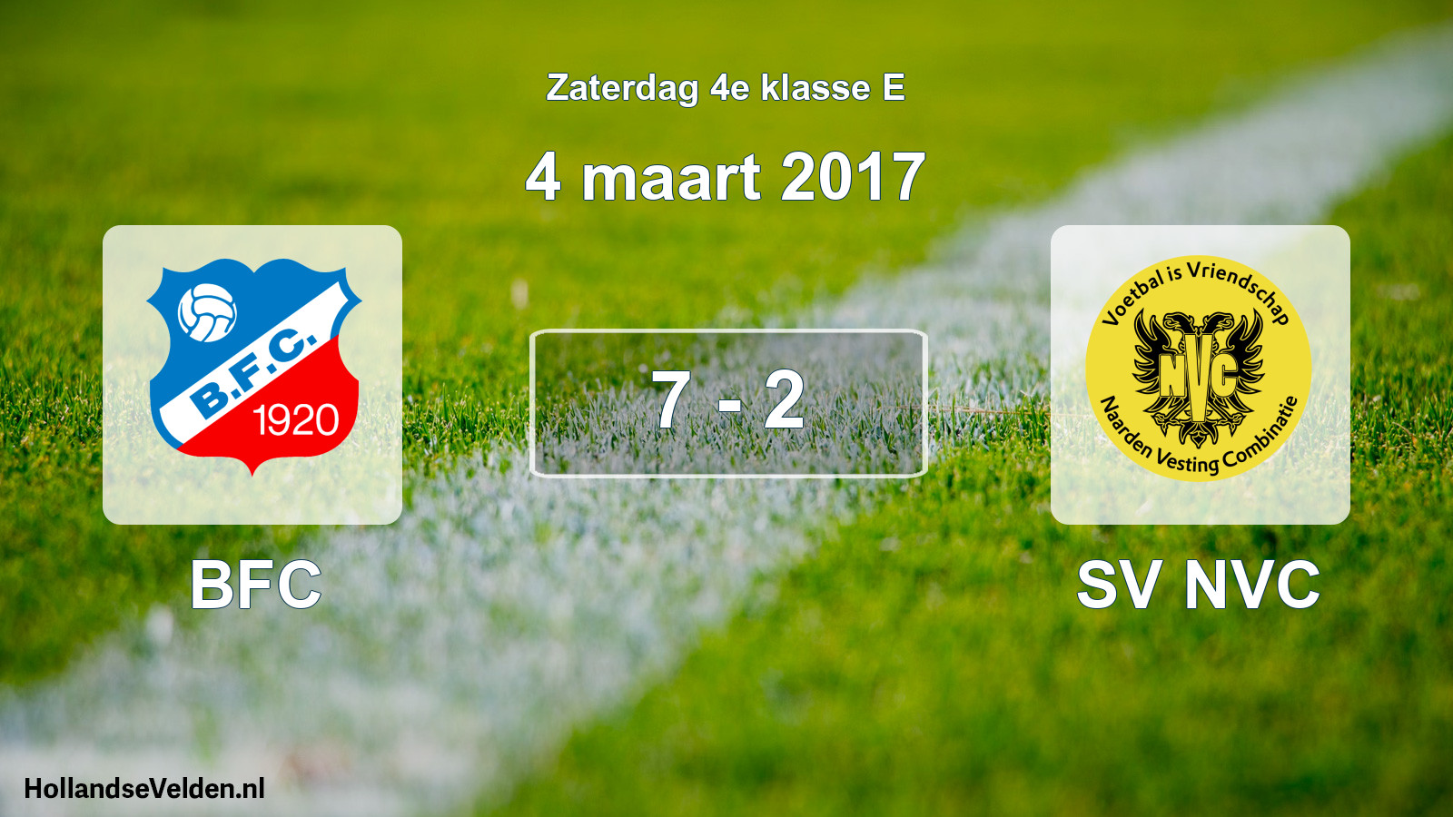 Total number of matches played: BFC - SV NVC 7 - 2 (4 March 2017)