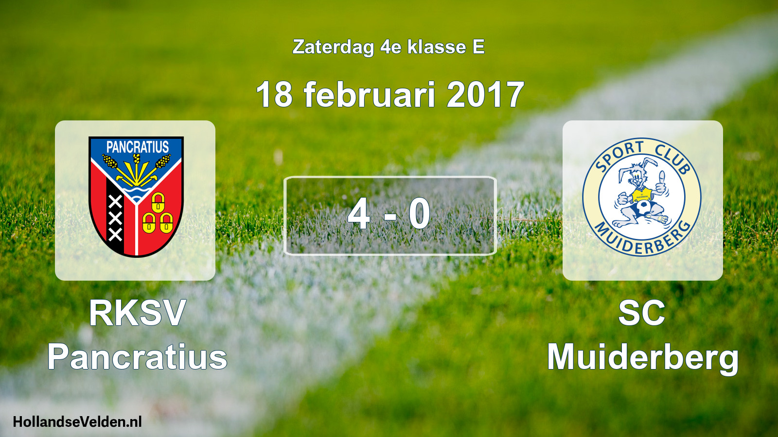 Total number of matches played: RKSV Pancratius - SC Muiderberg 4 - 0 (18 February 2017)