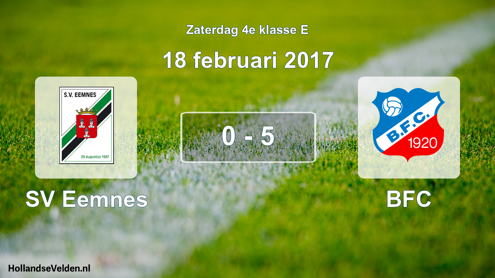 Total number of matches played: SV Eemnes - BFC 0 - 5 (18 February 2017)