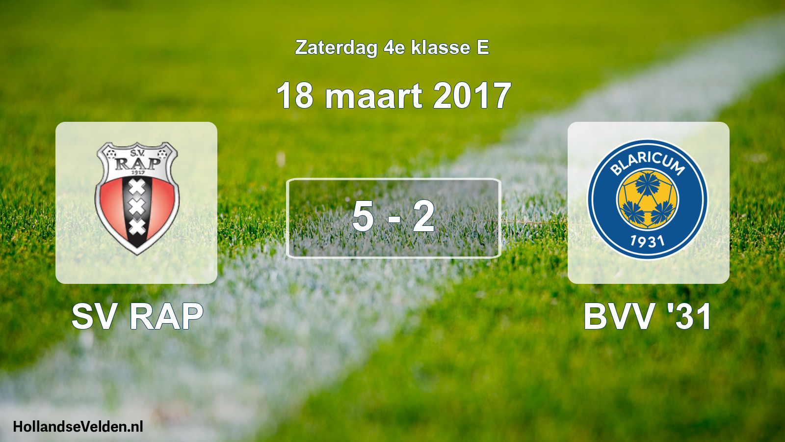 Total number of matches played: SV RAP - BVV '31 5 - 2 (18 March 2017)