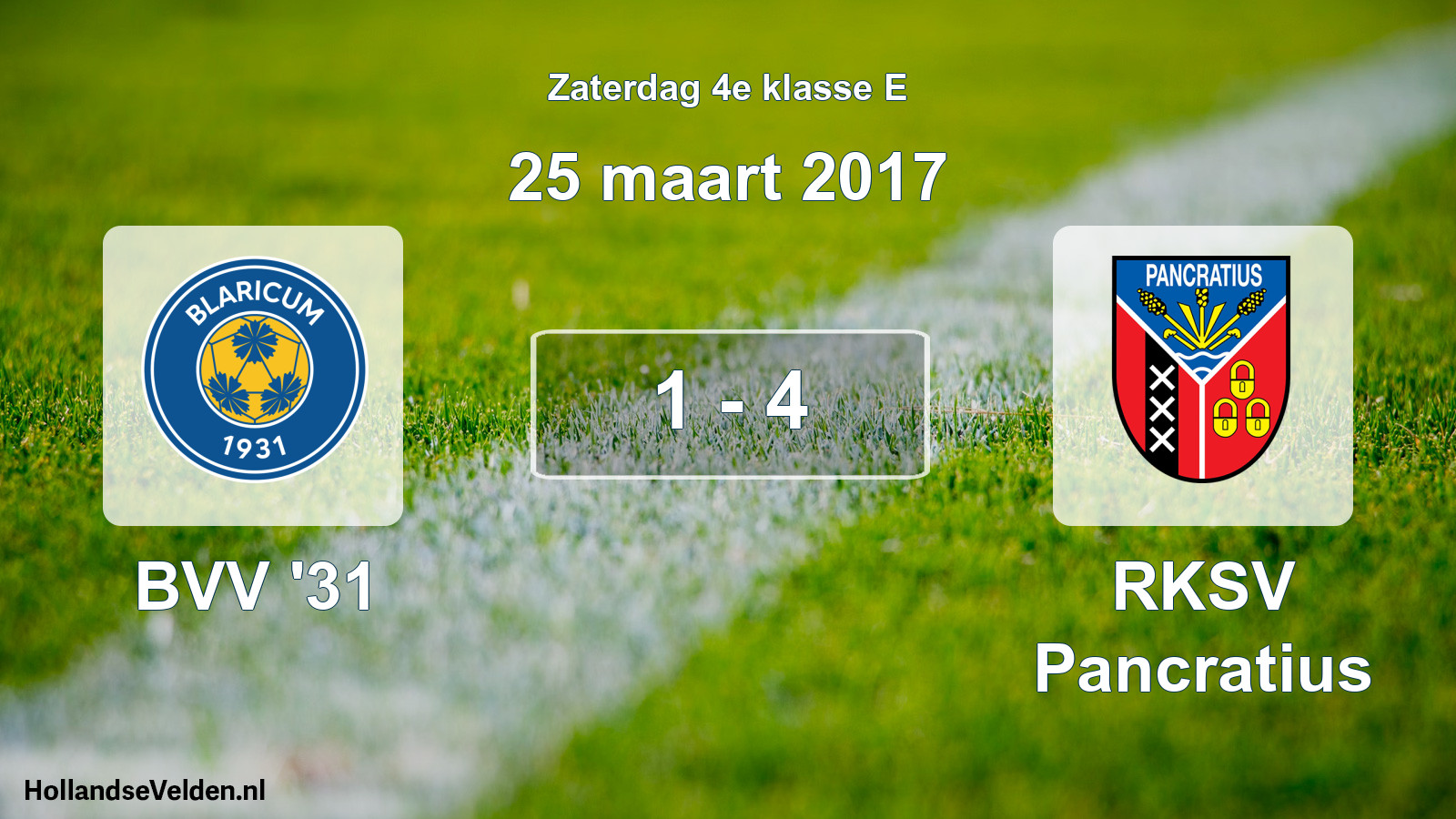 Total number of matches played: BVV '31 - RKSV Pancratius 1 - 4 (25 March 2017)