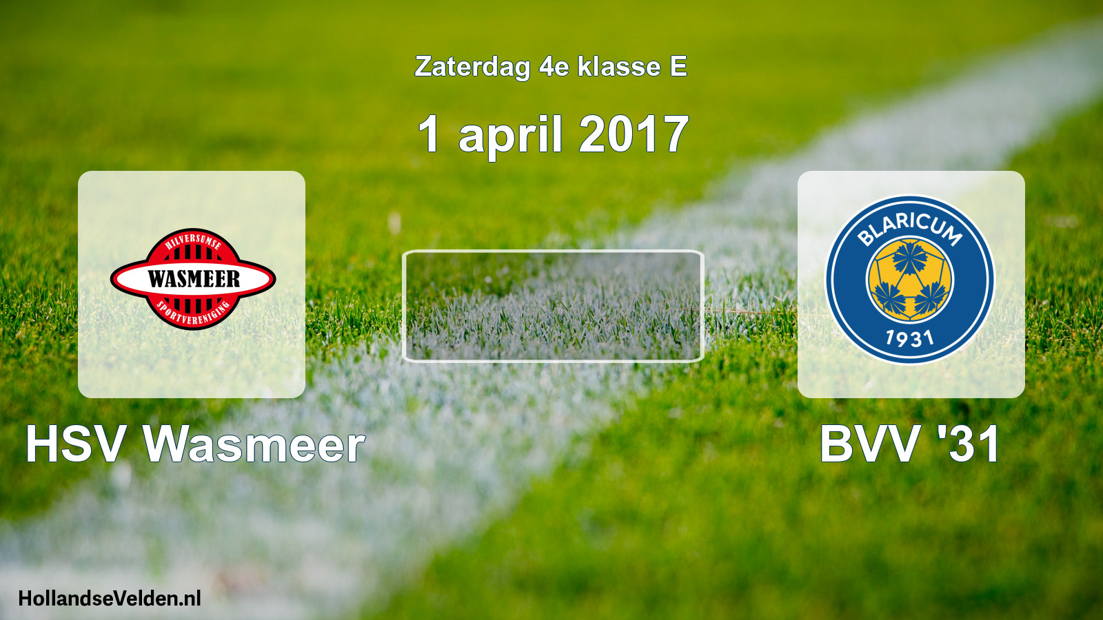 Scheduled Match: HSV Wasmeer - BVV '31 (1 April 2017)
