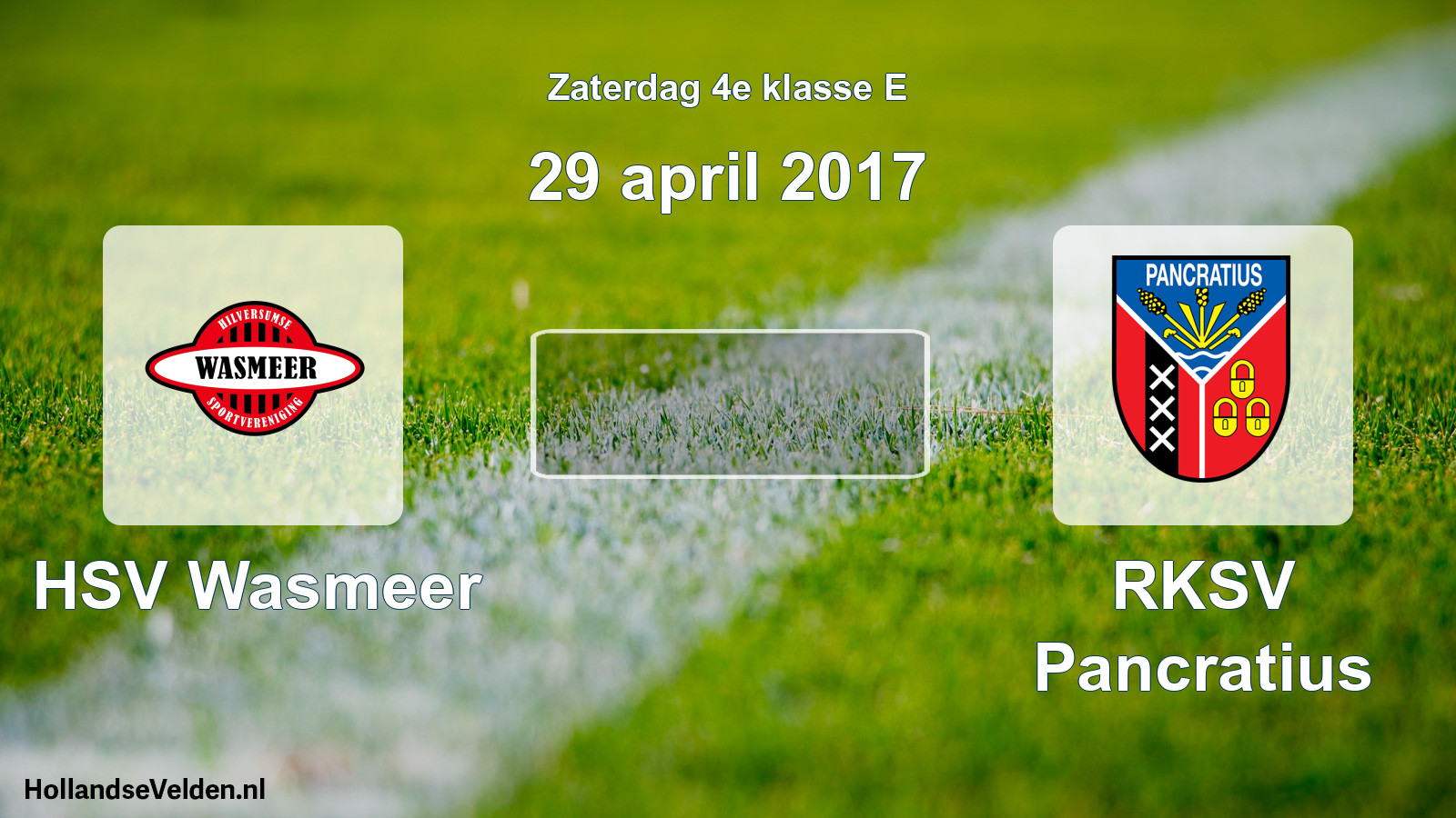 Scheduled Match: HSV Wasmeer - RKSV Pancratius (29 April 2017)