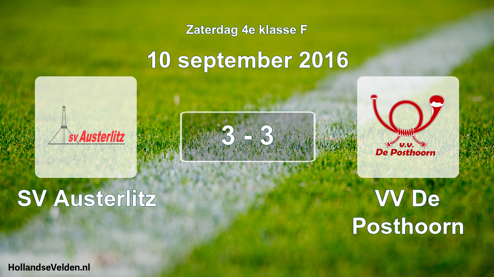 Total number of matches played: SV Austerlitz - VV De Posthoorn 3 - 3 (10 September 2016)