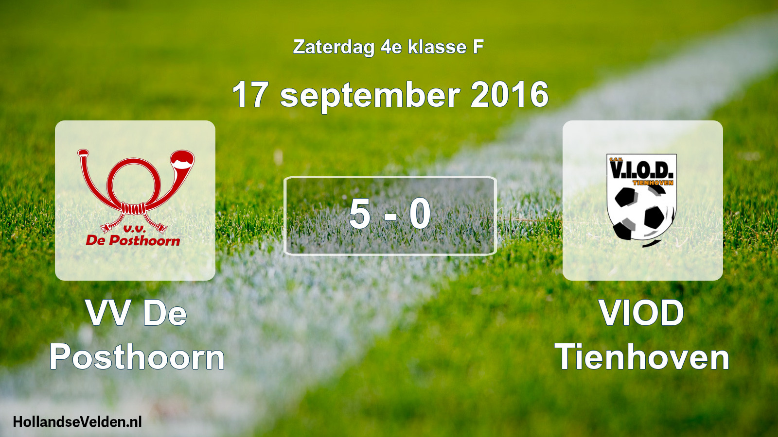 Total number of matches played: VV De Posthoorn - VIOD Tienhoven 5 - 0 (17 September 2016)