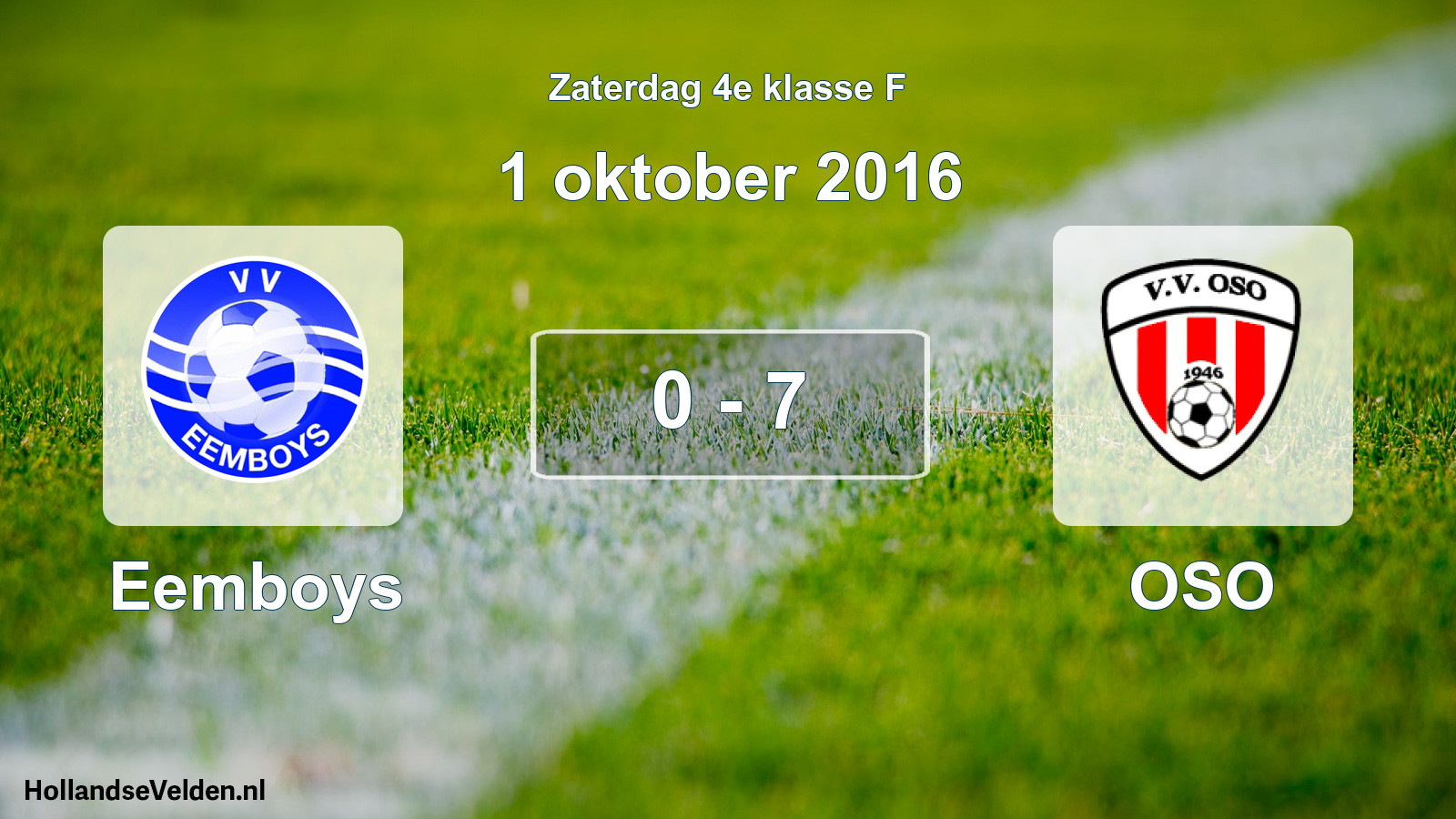 Total number of matches played: Eemboys - OSO 0 - 7 (1 October 2016)