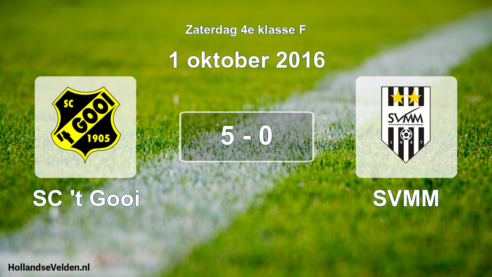 Total number of matches played: SC 't Gooi - SVMM 5 - 0 (1 October 2016)