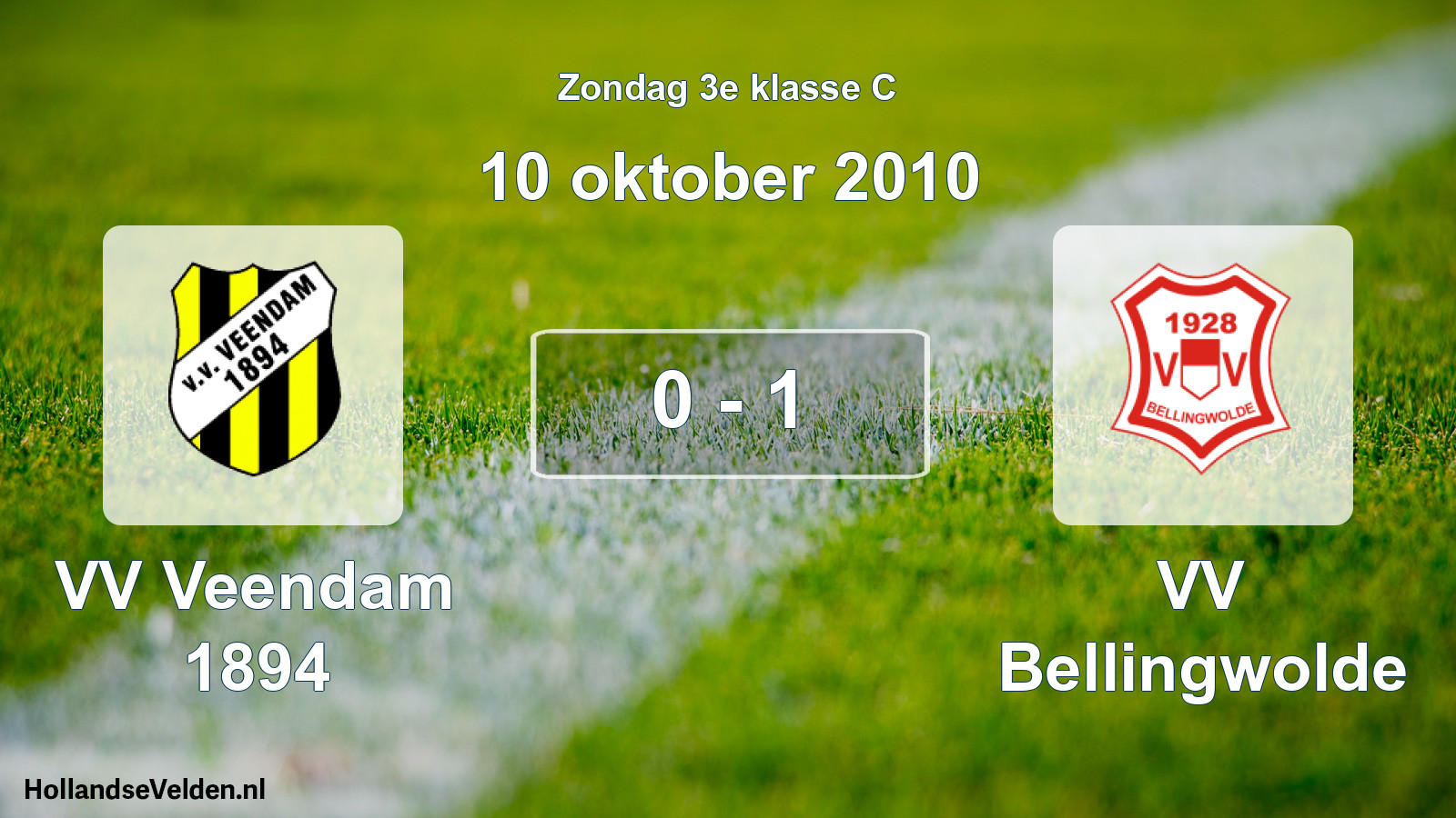 Total number of matches played: VV Veendam 1894 - VV Bellingwolde 0 - 1 (10 October 2010)