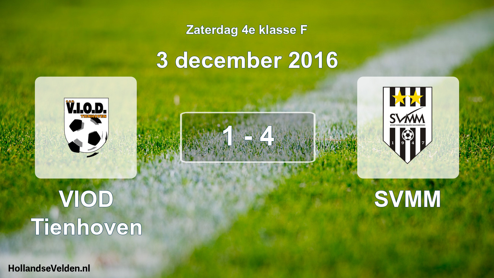 Total number of matches played: VIOD Tienhoven - SVMM 1 - 4 (3 December 2016)