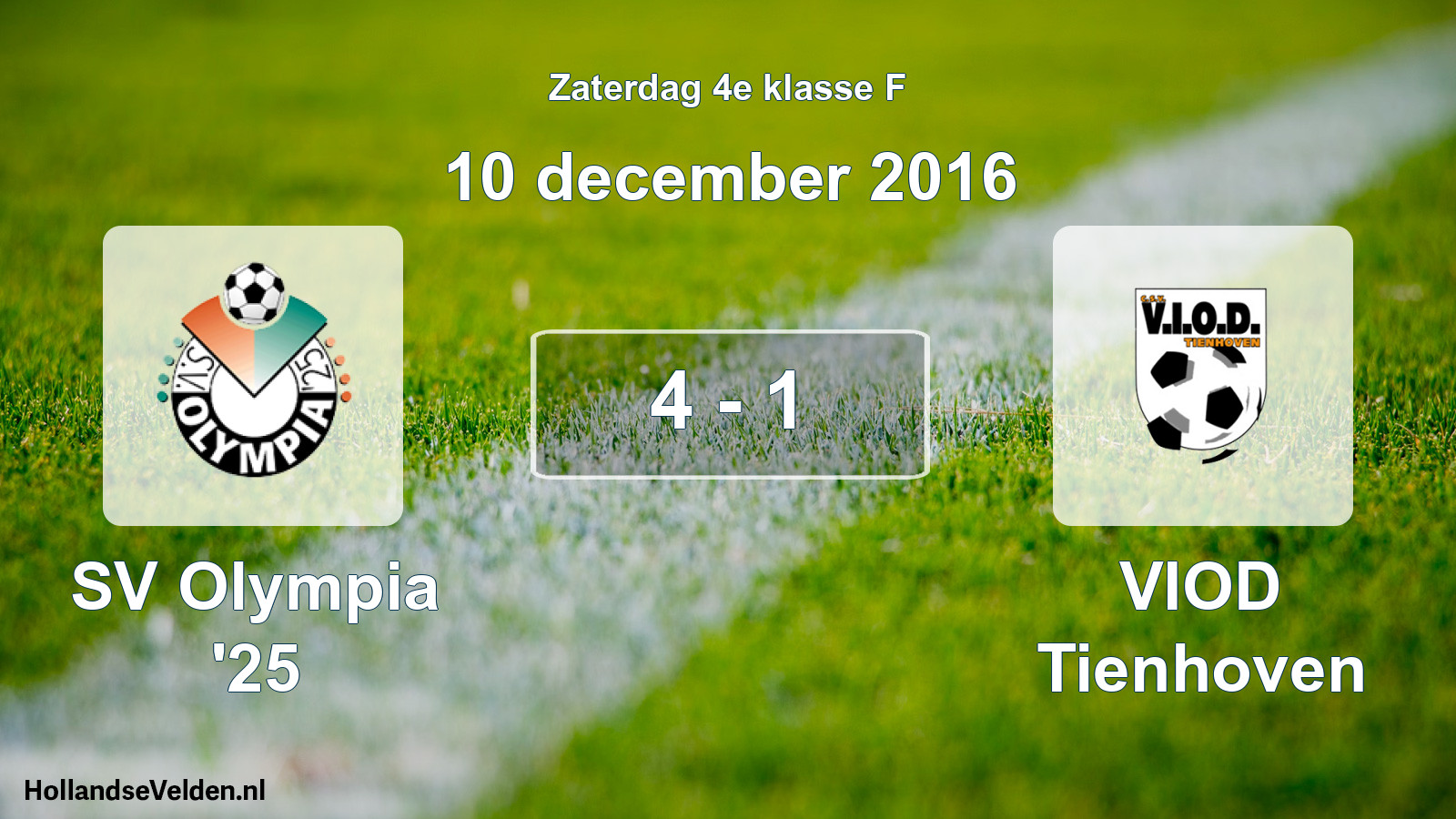 Total number of matches played: SV Olympia '25 - VIOD Tienhoven 4 - 1 (10 December 2016)