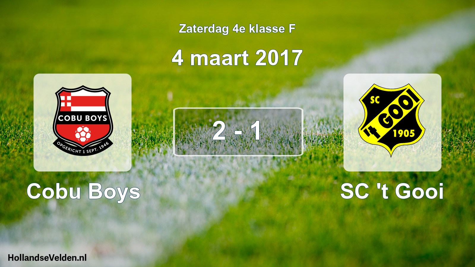 Total number of matches played: Cobu Boys - SC 't Gooi 2 - 1 (4 March 2017)