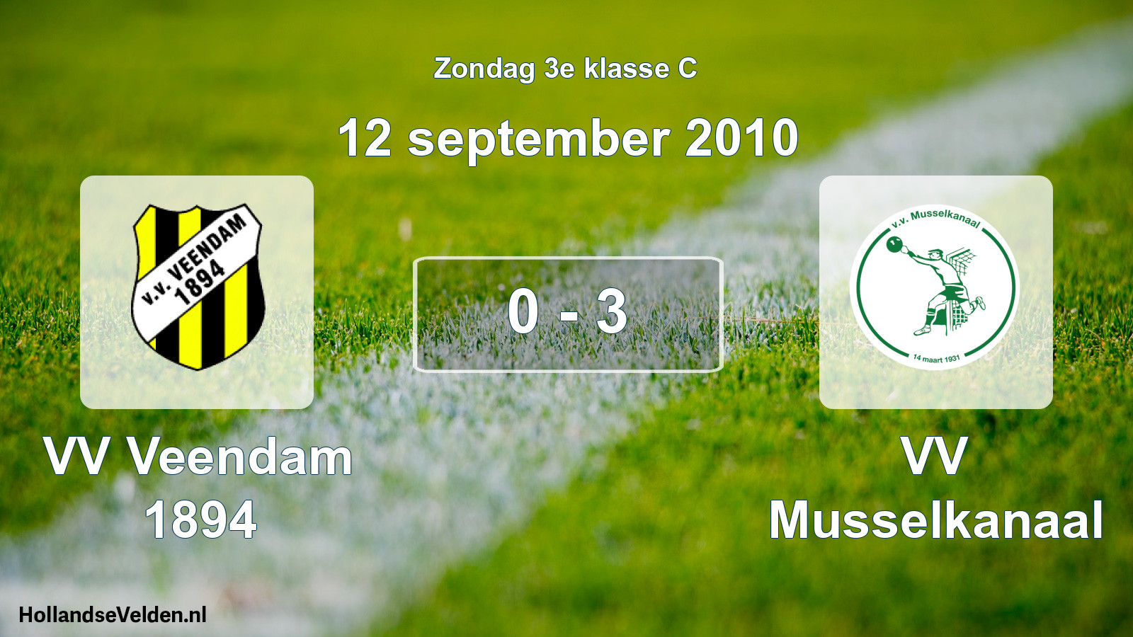 Total number of matches played: VV Veendam 1894 - VV Musselkanaal 0 - 3 (12 September 2010)