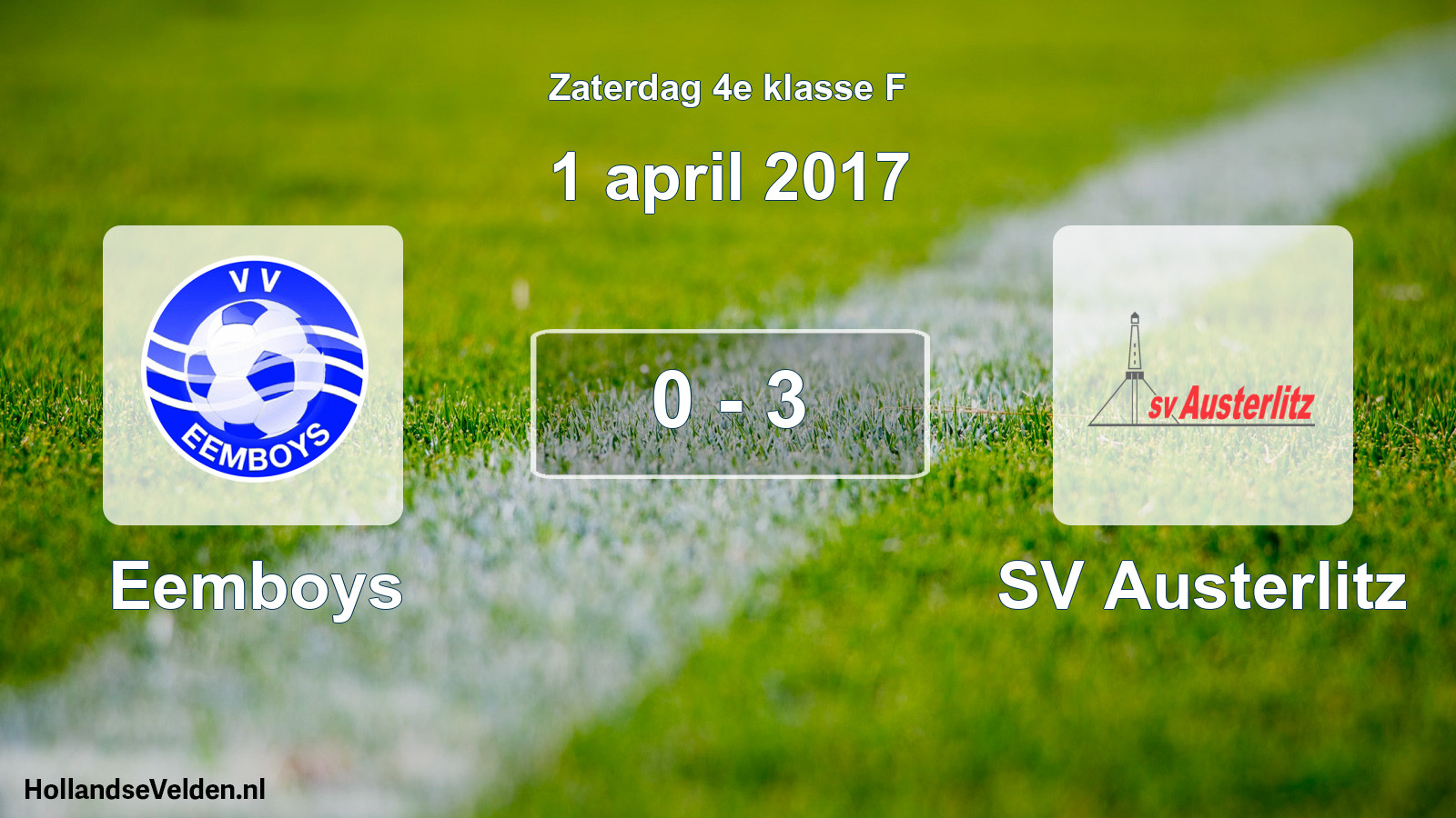 Total number of matches played: Eemboys - SV Austerlitz 0 - 3 (1 April 2017)