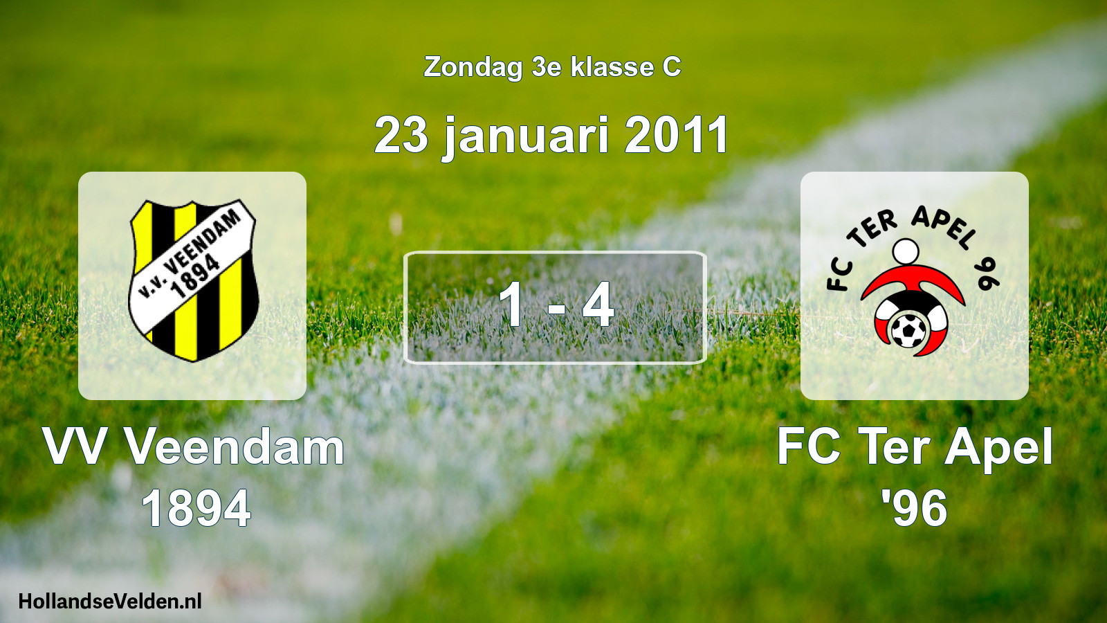 Total number of matches played: VV Veendam 1894 - FC Ter Apel '96 1 - 4 (23 January 2011)