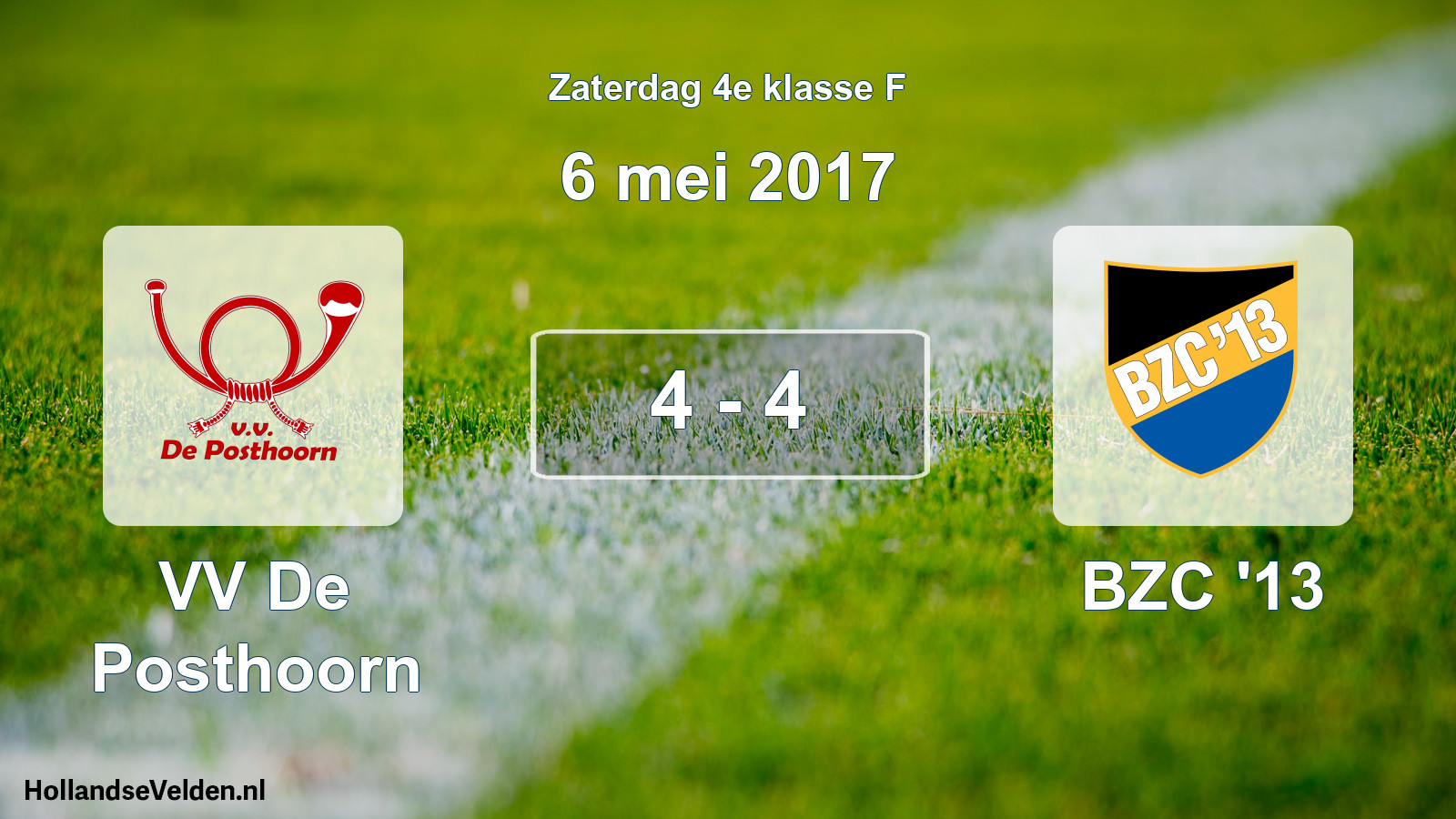 Total number of matches played: VV De Posthoorn - BZC '13 4 - 4 (6 May 2017)