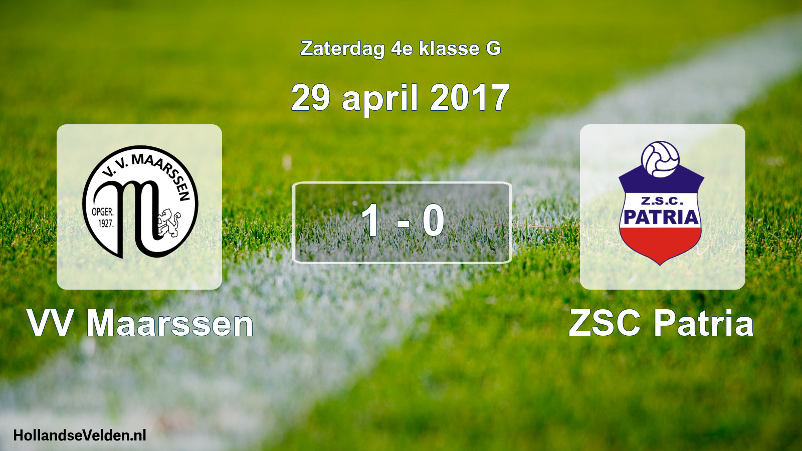 Total number of matches played: VV Maarssen - ZSC Patria 1 - 0 (29 April 2017)