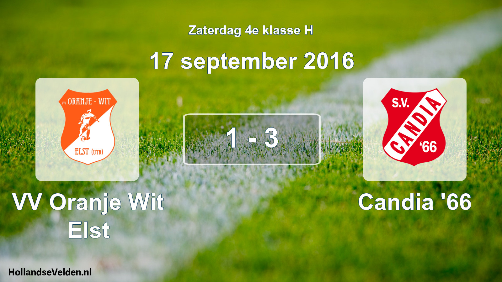 Total number of matches played: VV Oranje Wit Elst - Candia '66 1 - 3 (17 September 2016)