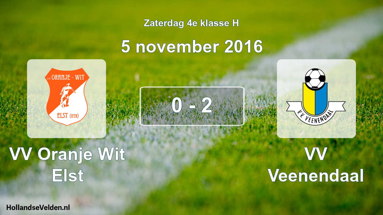 Total number of matches played: VV Oranje Wit Elst - VV Veenendaal 0 - 2 (5 November 2016)