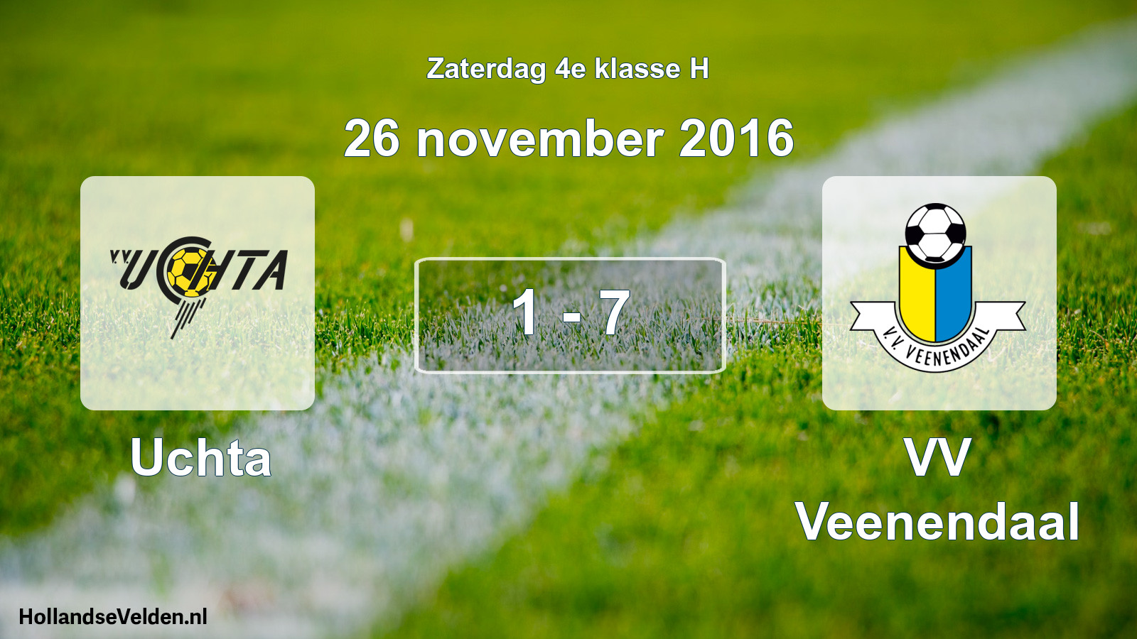 Total number of matches played: Uchta - VV Veenendaal 1 - 7 (26 November 2016)