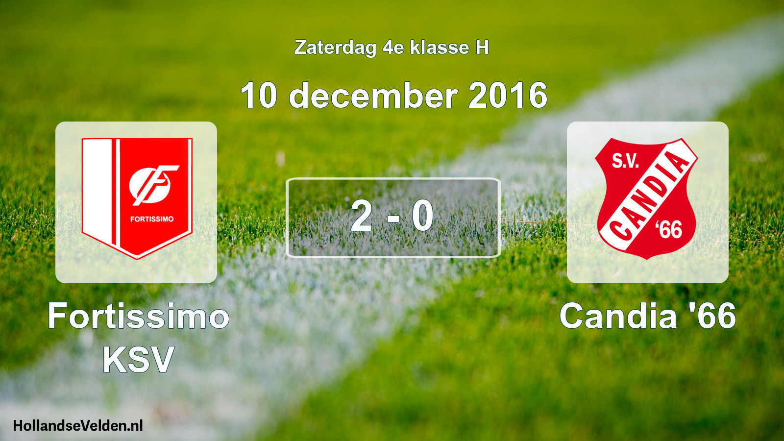 Total number of matches played: Fortissimo KSV - Candia '66 2 - 0 (10 December 2016)