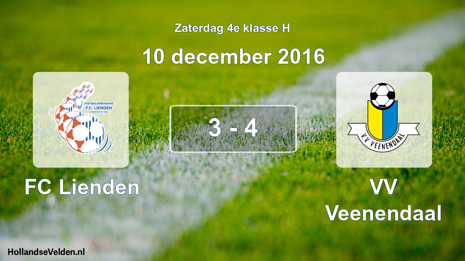 Total number of matches played: FC Lienden - VV Veenendaal 3 - 4 (10 December 2016)