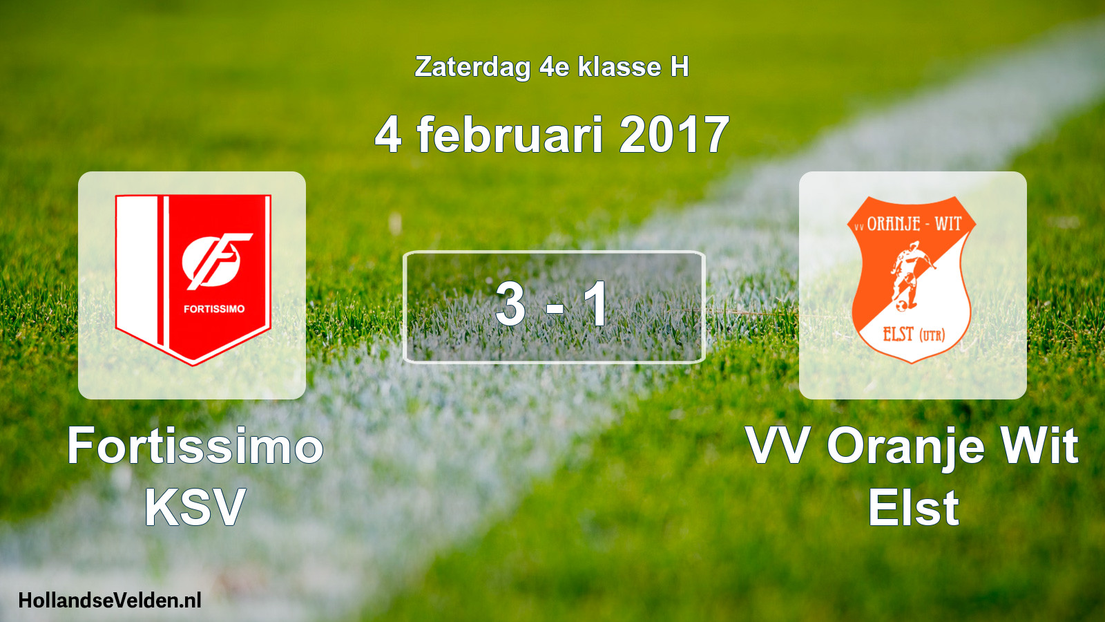 Total number of matches played: Fortissimo KSV - VV Oranje Wit Elst 3 - 1 (4 February 2017)