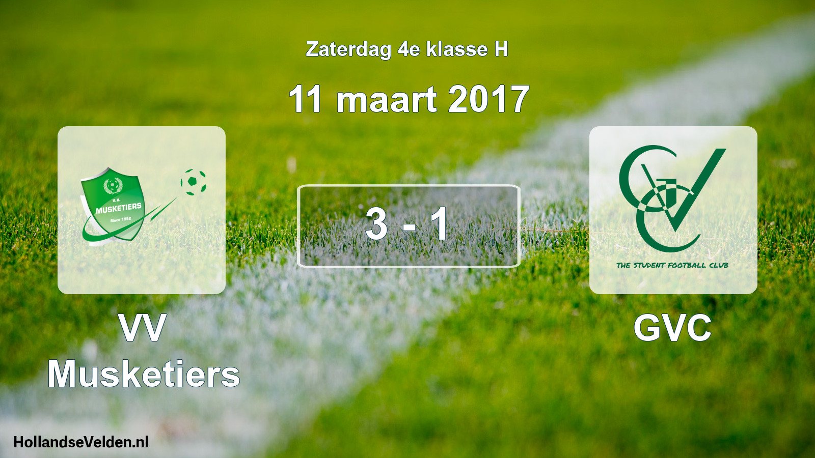 Total number of matches played: VV Musketiers - GVC 3 - 1 (11 March 2017)