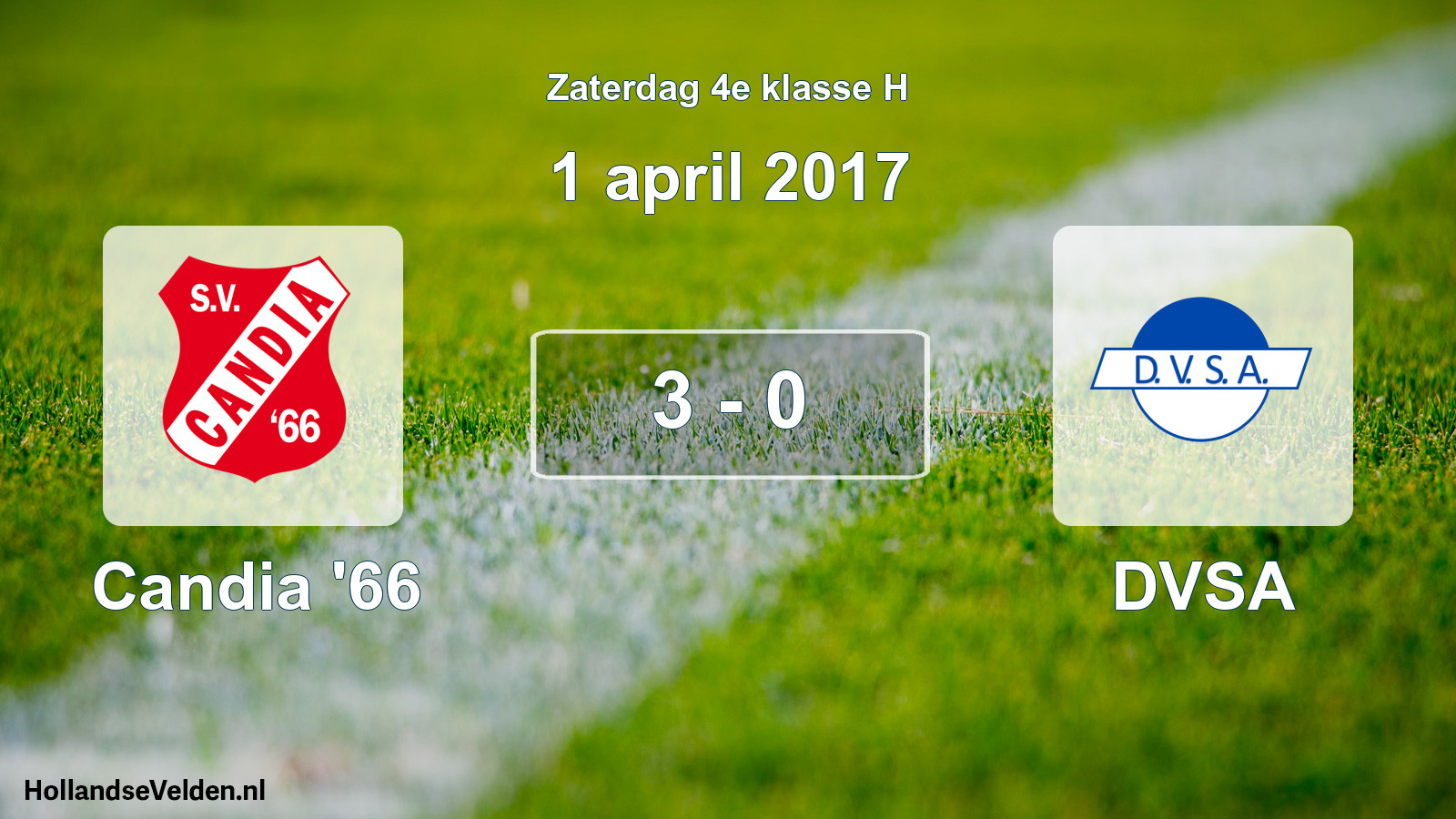 Total number of matches played: Candia '66 - DVSA 3 - 0 (1 April 2017)