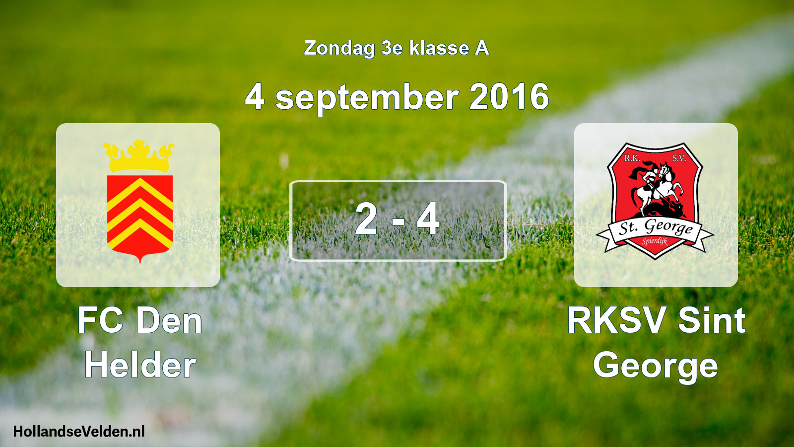 Total number of matches played: FC Den Helder - RKSV Sint George 2 - 4 (4 September 2016)