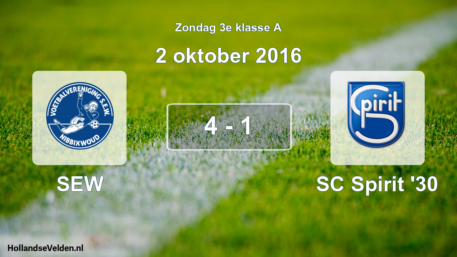 Total number of matches played: SEW - SC Spirit '30 4 - 1 (2 October 2016)