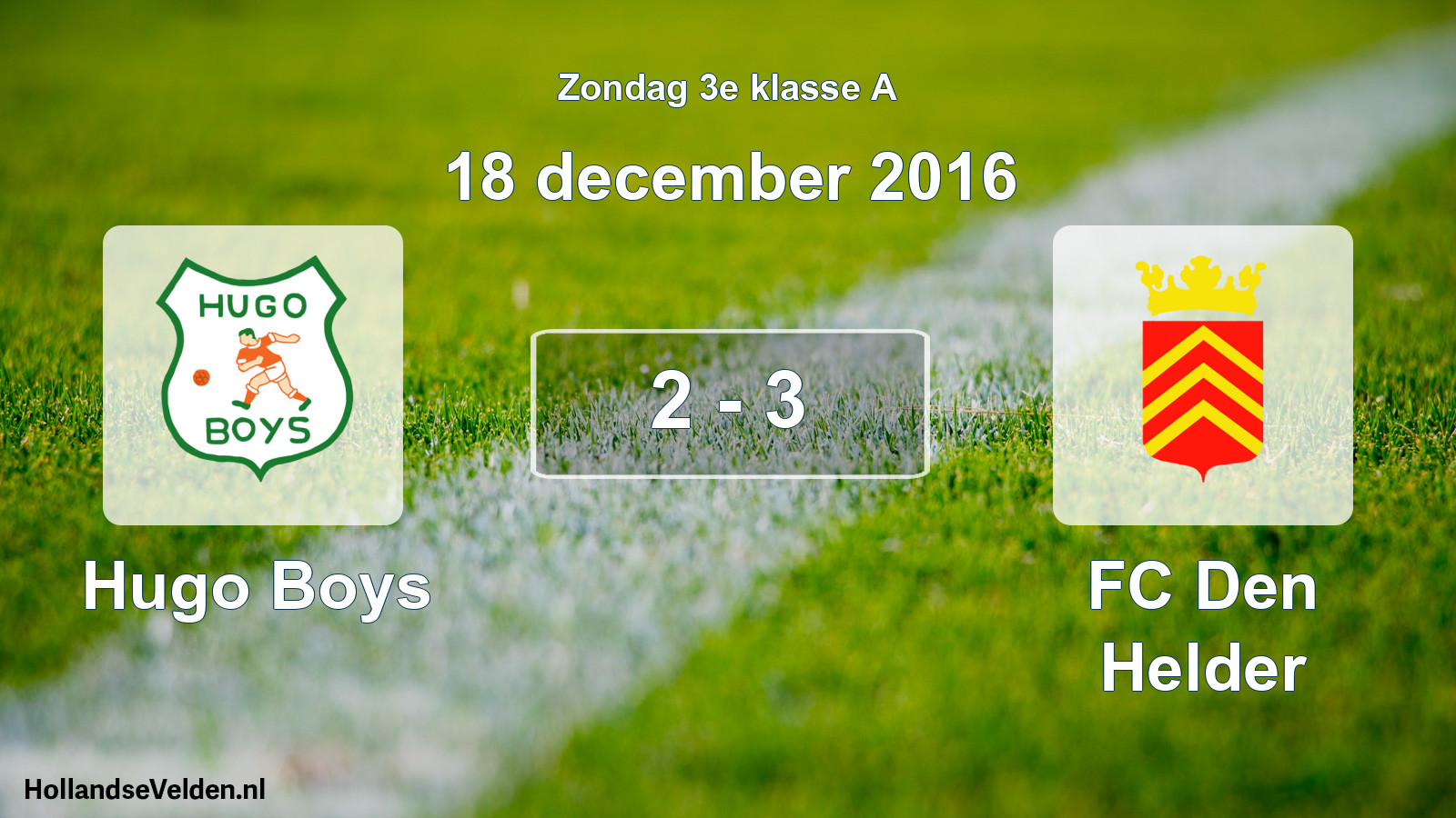 Total number of matches played: Hugo Boys - FC Den Helder 2 - 3 (18 December 2016)