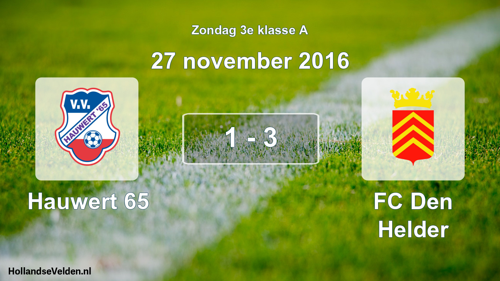 Total number of matches played: Hauwert 65 - FC Den Helder 1 - 3 (27 November 2016)