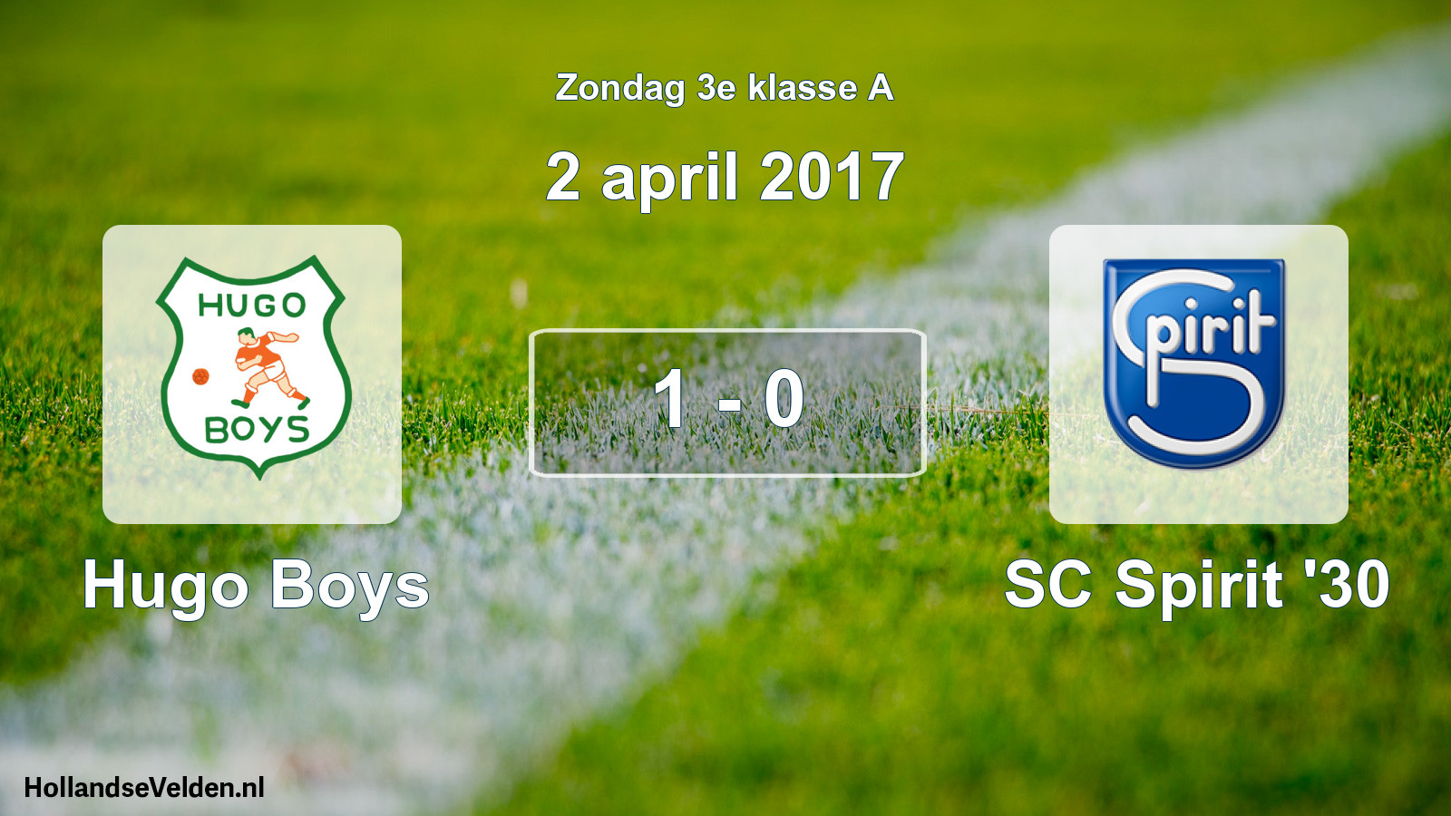 Total number of matches played: Hugo Boys - SC Spirit '30 1 - 0 (2 April 2017)