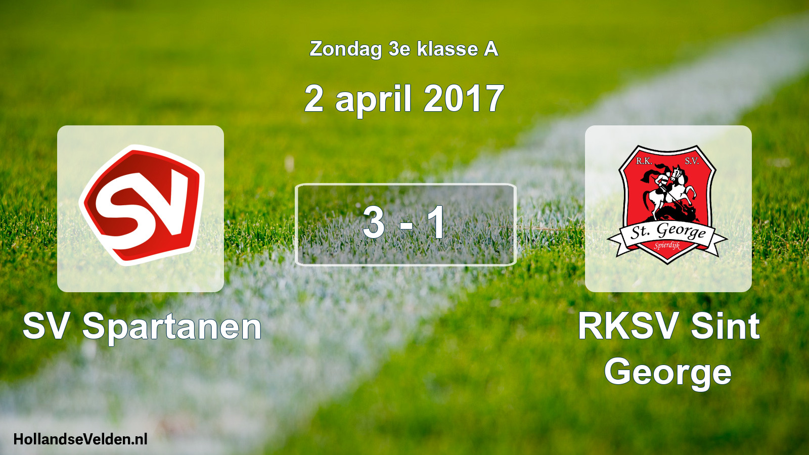 Total number of matches played: SV Spartanen - RKSV Sint George 3 - 1 (2 April 2017)