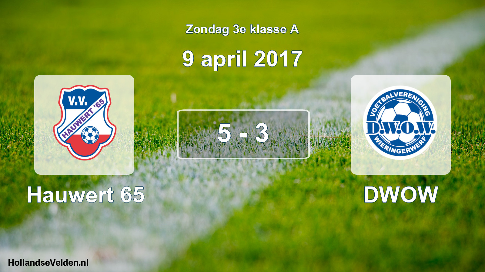 Total number of matches played: Hauwert 65 - DWOW 5 - 3 (9 April 2017)