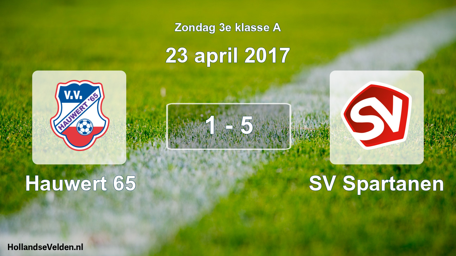 Total number of matches played: Hauwert 65 - SV Spartanen 1 - 5 (23 April 2017)