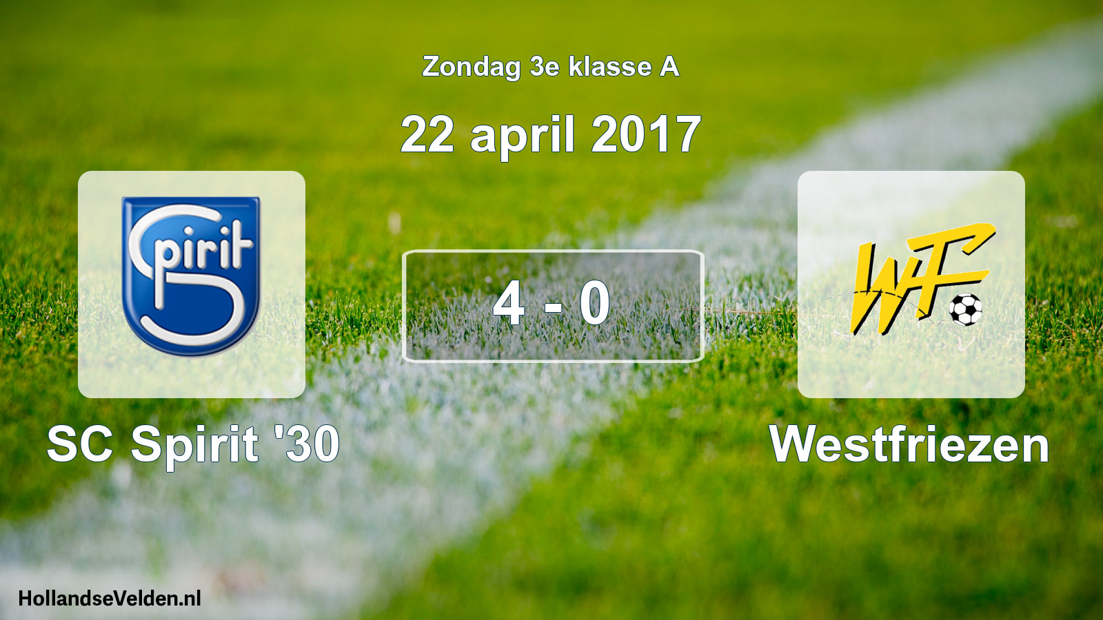 Total number of matches played: SC Spirit '30 - Westfriezen 4 - 0 (22 April 2017)