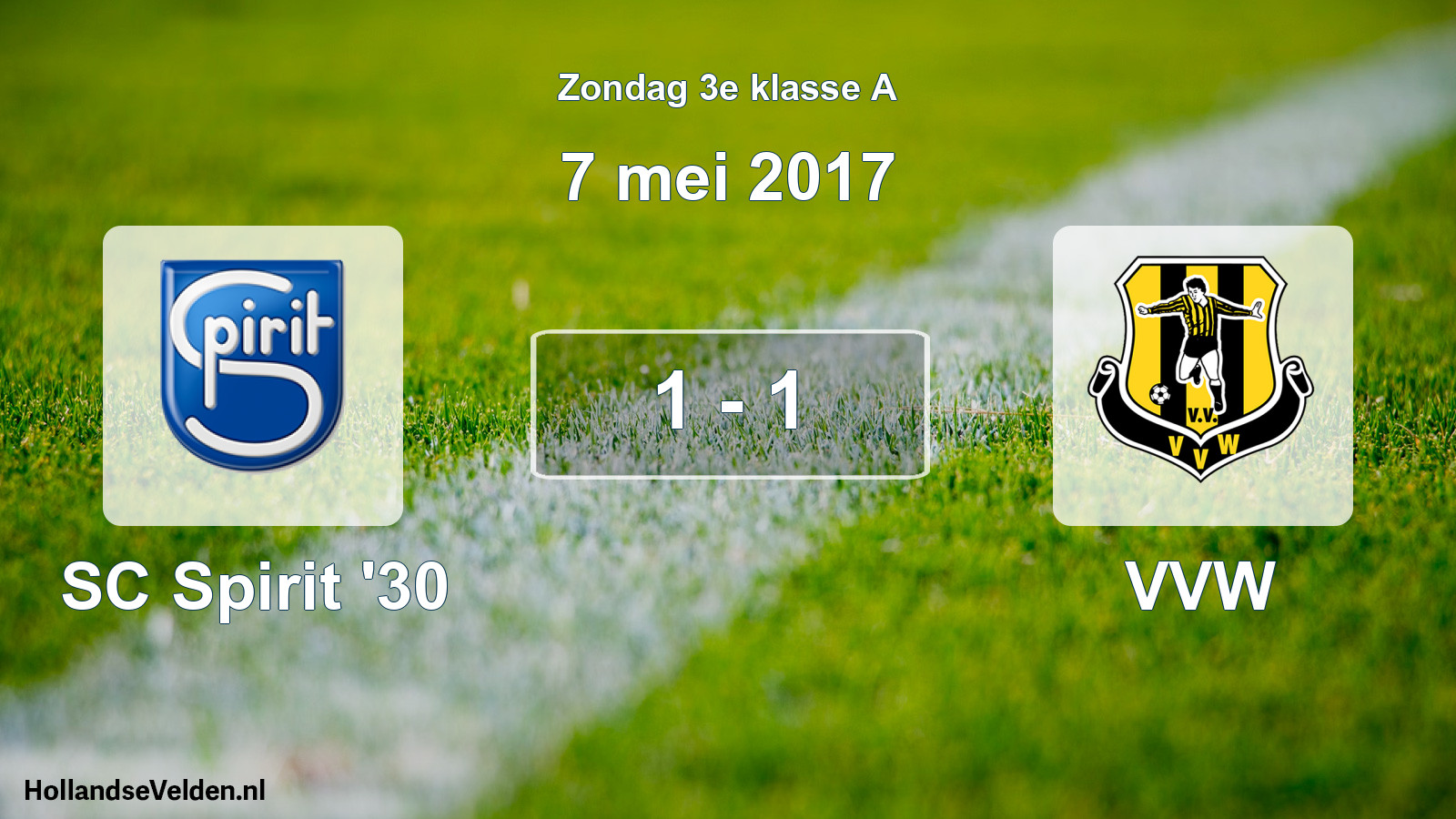Total number of matches played: SC Spirit '30 - VVW 1 - 1 (7 May 2017)