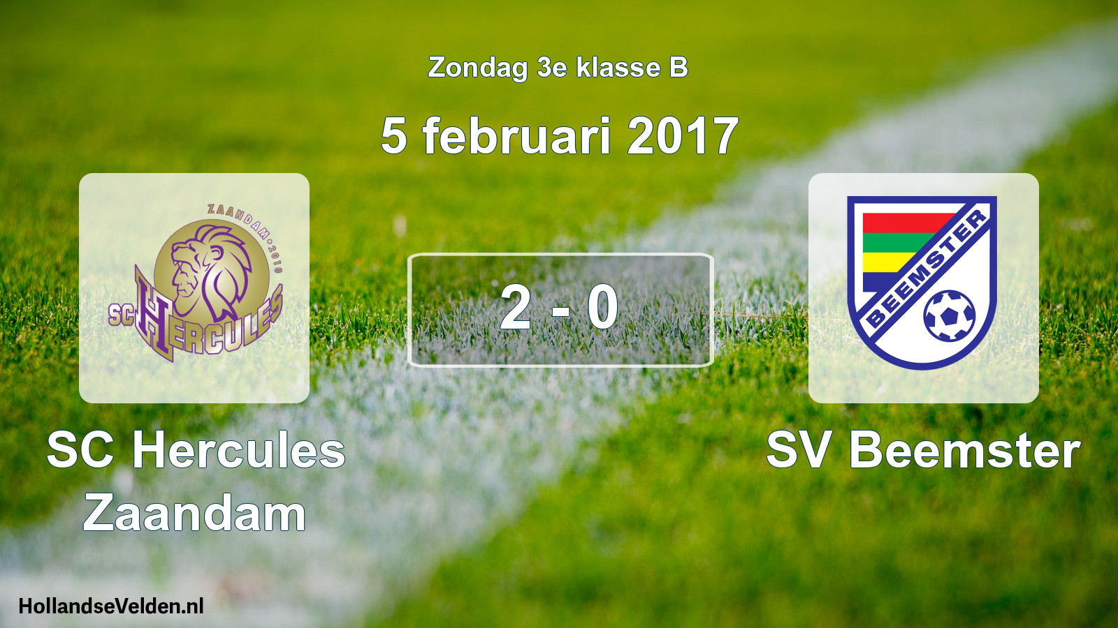 Total number of matches played: SC Hercules Zaandam - SV Beemster 2 - 0 (5 February 2017)