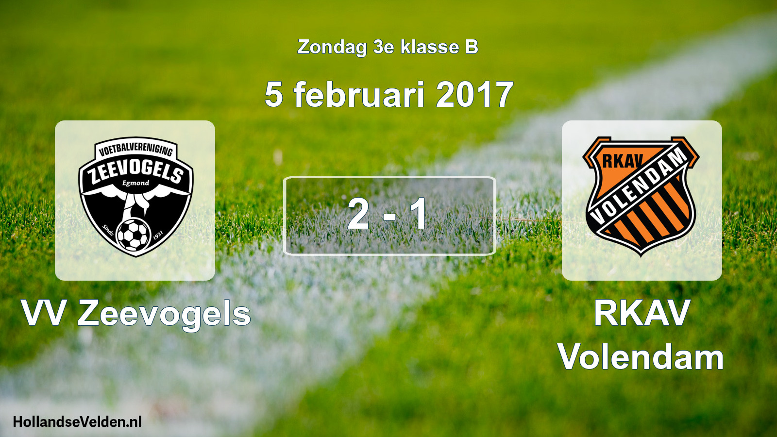Total number of matches played: VV Zeevogels - RKAV Volendam 2 - 1 (5 February 2017)