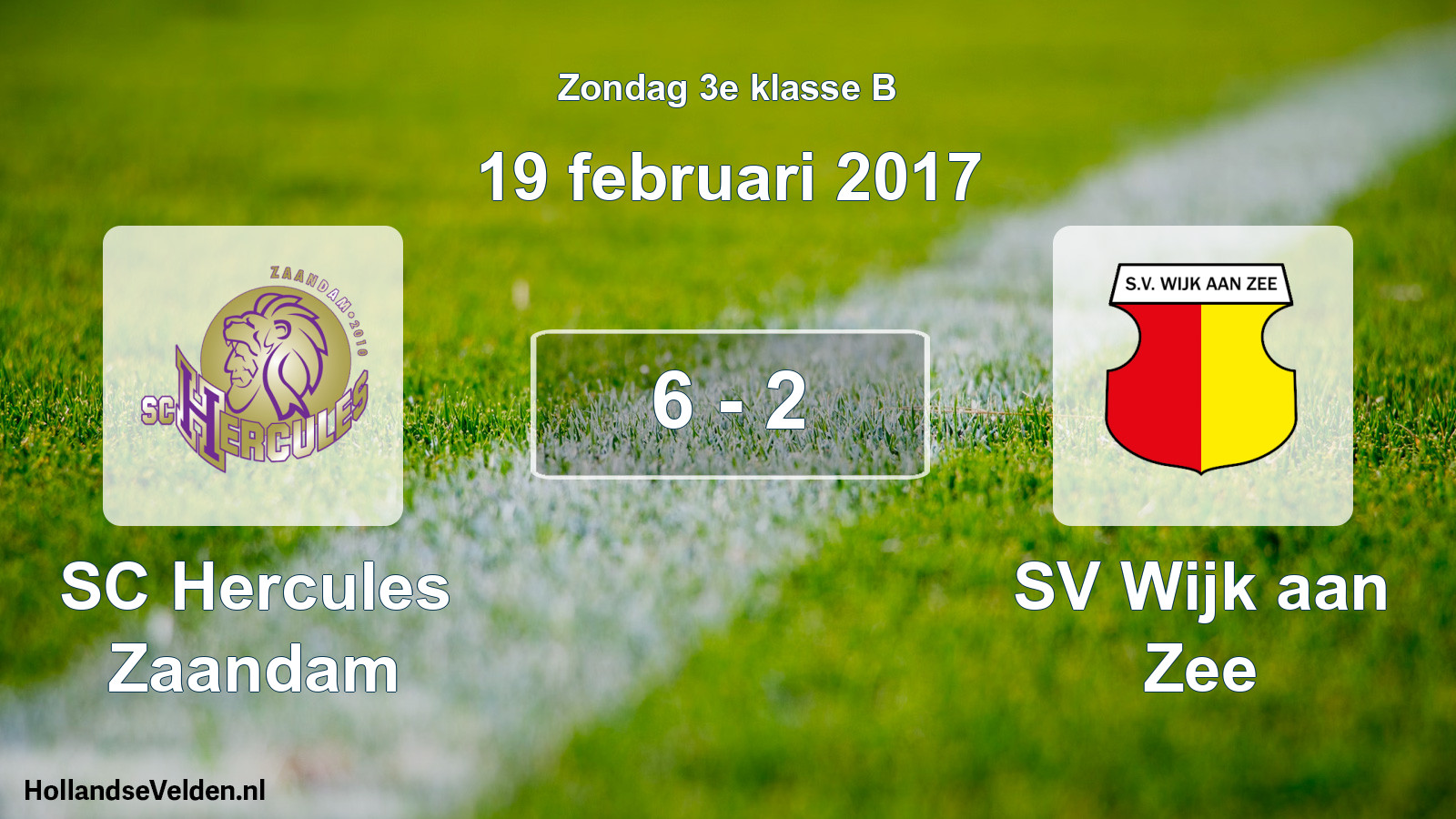 Total number of matches played: SC Hercules Zaandam - SV Wijk aan Zee 6 - 2 (19 February 2017)